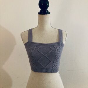 Knit Cropped Tank Top in light purple or lilac lavender small